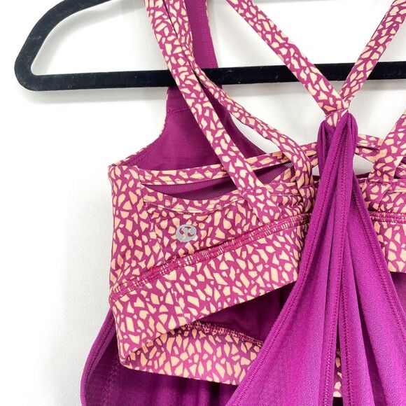Lululemon Women 2 Nouveau Limits Tank Top Purple Mosaic Peach Fuzz Luxtreme - Picture 5 of 6
